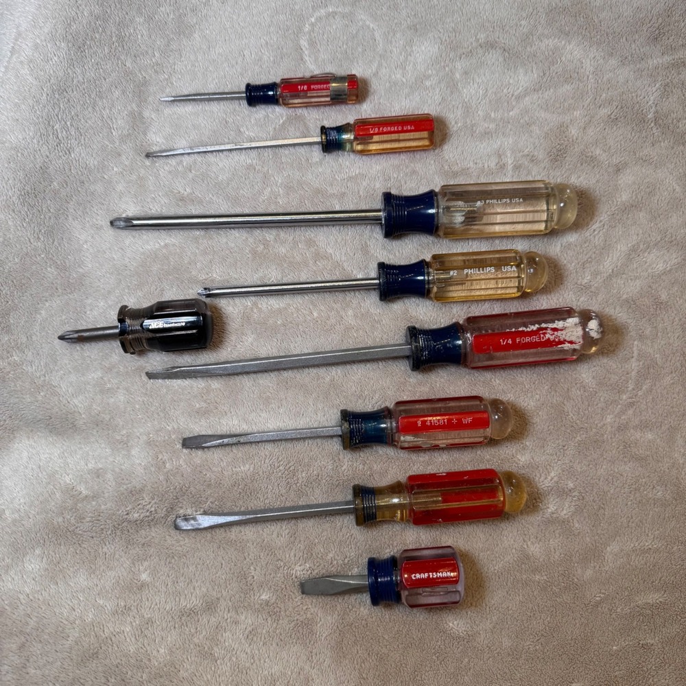 Vintage Lot of 9 Craftsman Screwdriver Set Forged USA Retro Industrial Mixed USA